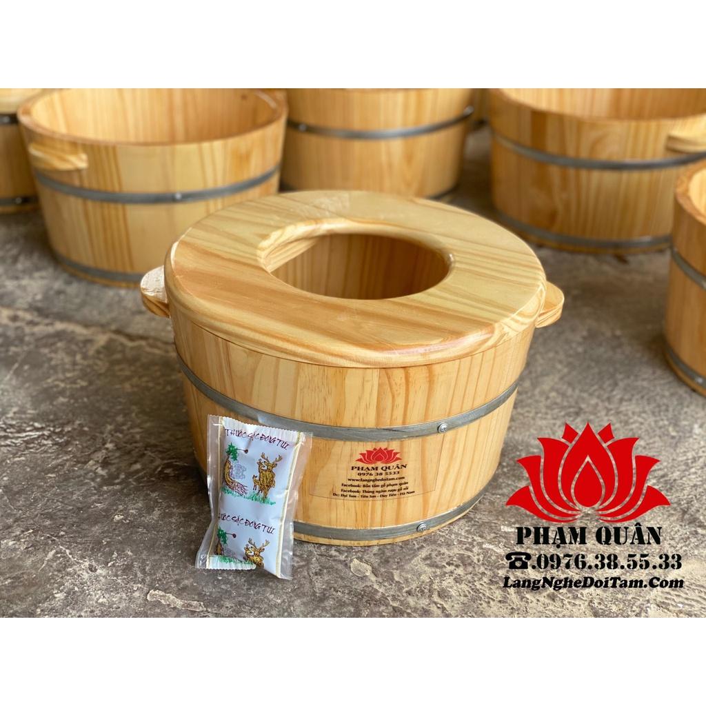 Chậu gỗ ngâm chân kết hợp xông phụ khoa gỗ thông loại 1
