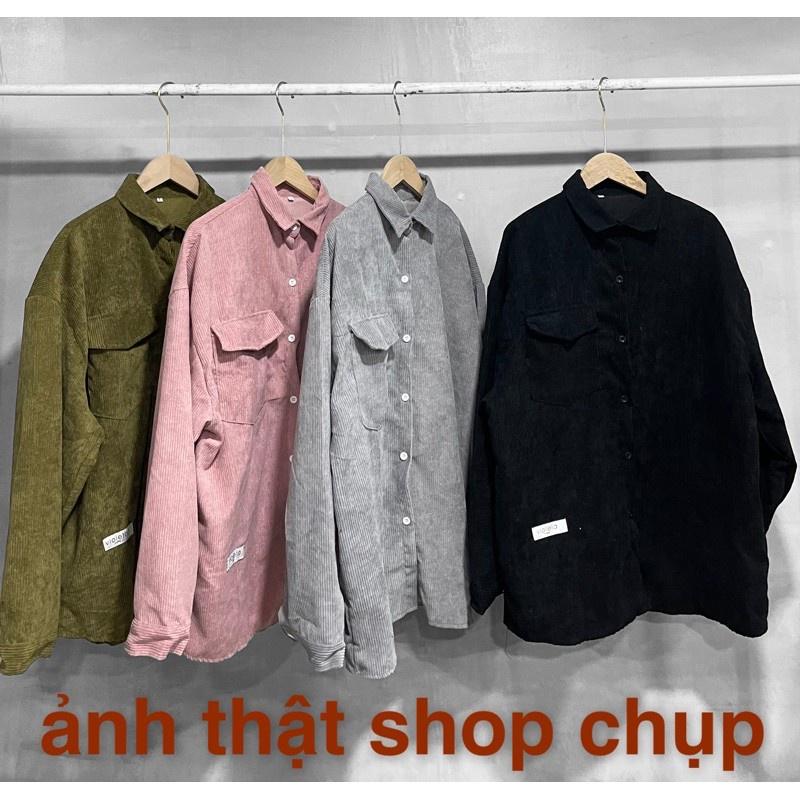 Hình ảnh Áo sơ mi Nhung Tăm siêu thời trang, phối đồ cực chất, Áo sơ mi unisex nam nữ