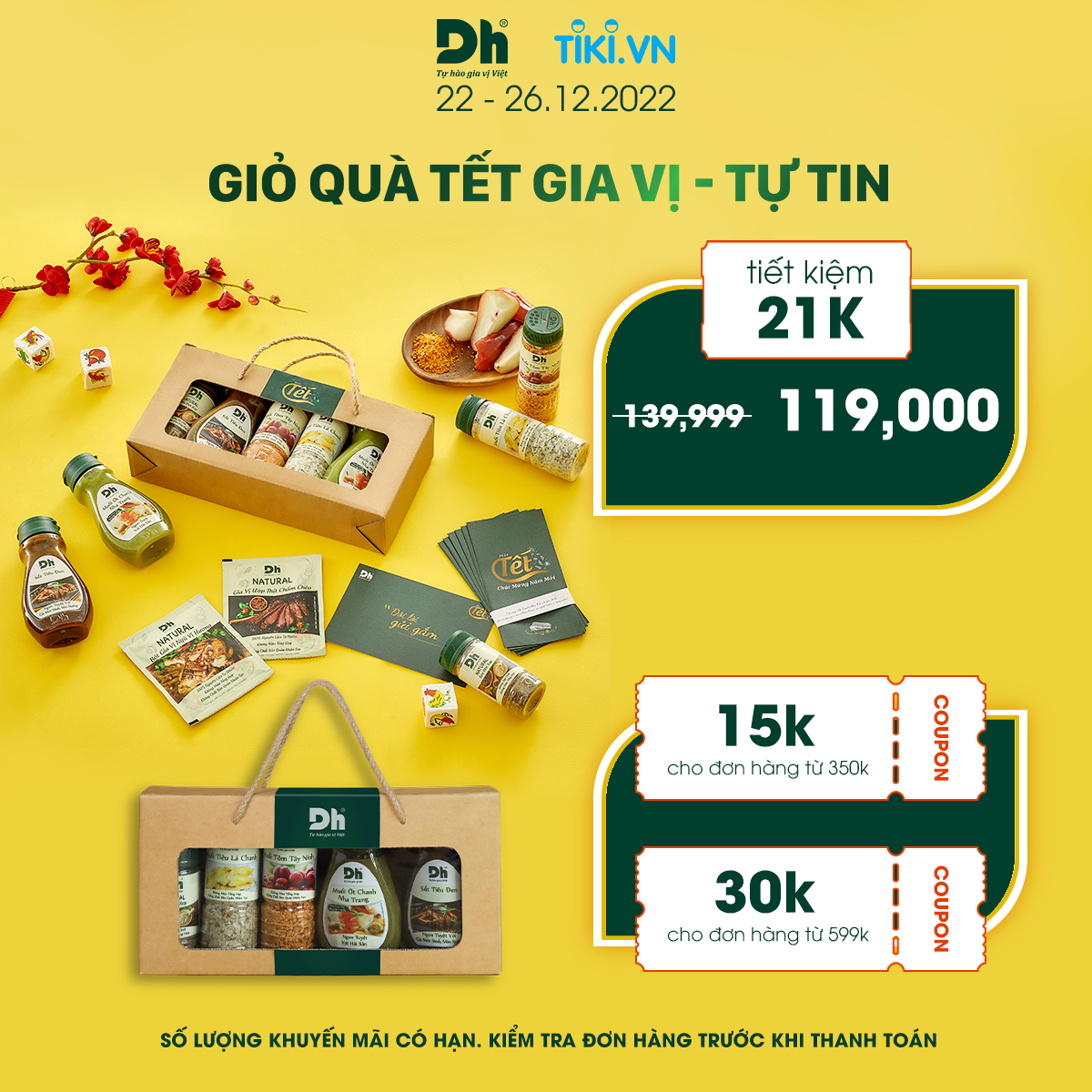 Giỏ Quà Gia Vị - Tự Tin - Combo Trọn Bộ 7 Loại Gia Vị Dh Foods