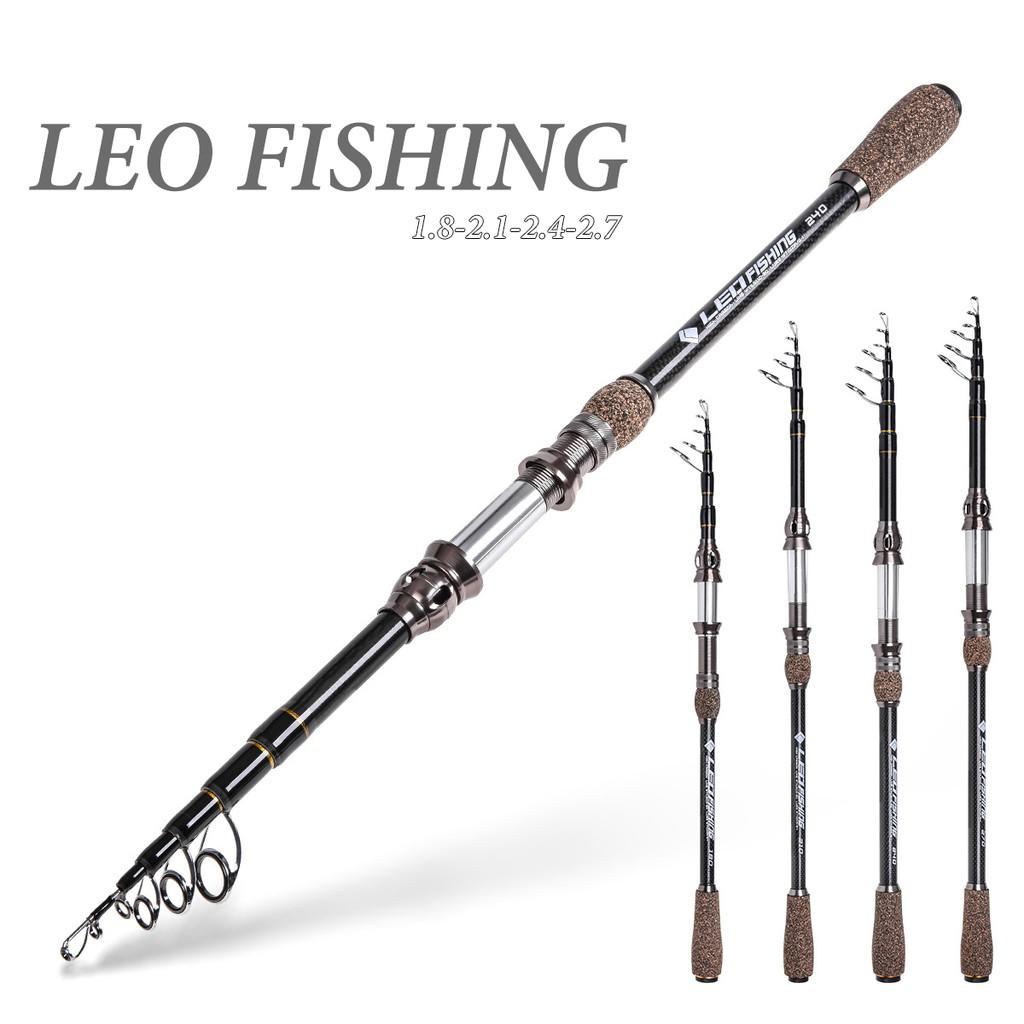 Cần câu lure carbon dáng đứng LEO fishing cần câu cá carbon đầu bu chống xoắn pat máy kim loại CM10