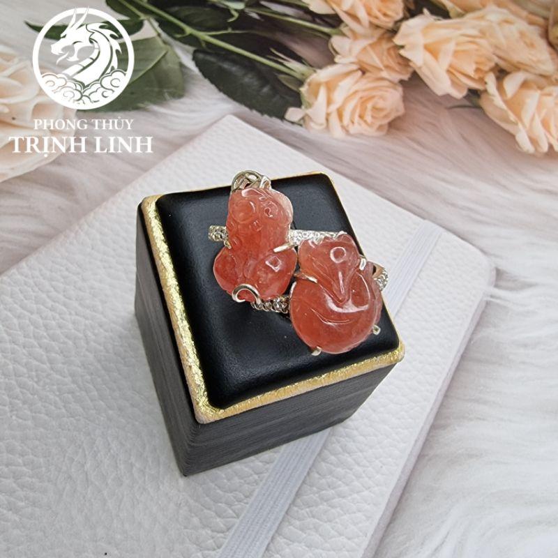NHẪN BẠC HỒ LY - TỲ HƯU ĐÀO HOA