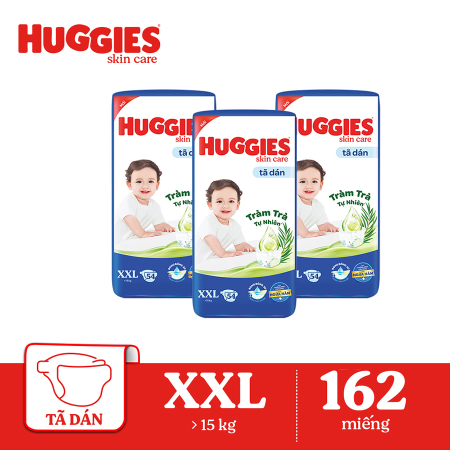 Combo 3 Tã dán Huggies Skincare Super Jumbo XXL54