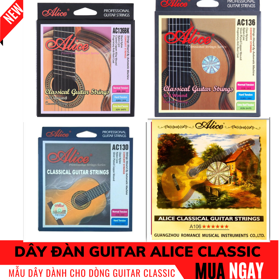 Dây Đàn Guitar Clasic Alice  AC 136 AC 136BK  AC 130  AC 106 Cao Cấp [Dây Nilong