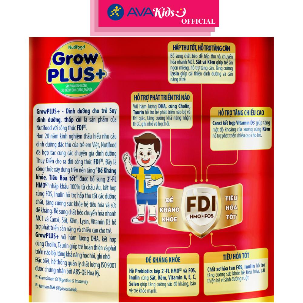 Sữa bột Nutifood GrowPLUS+ đỏ 2+ hương vani 900g (từ 2 tuổi) - Hàng Chính Hãng