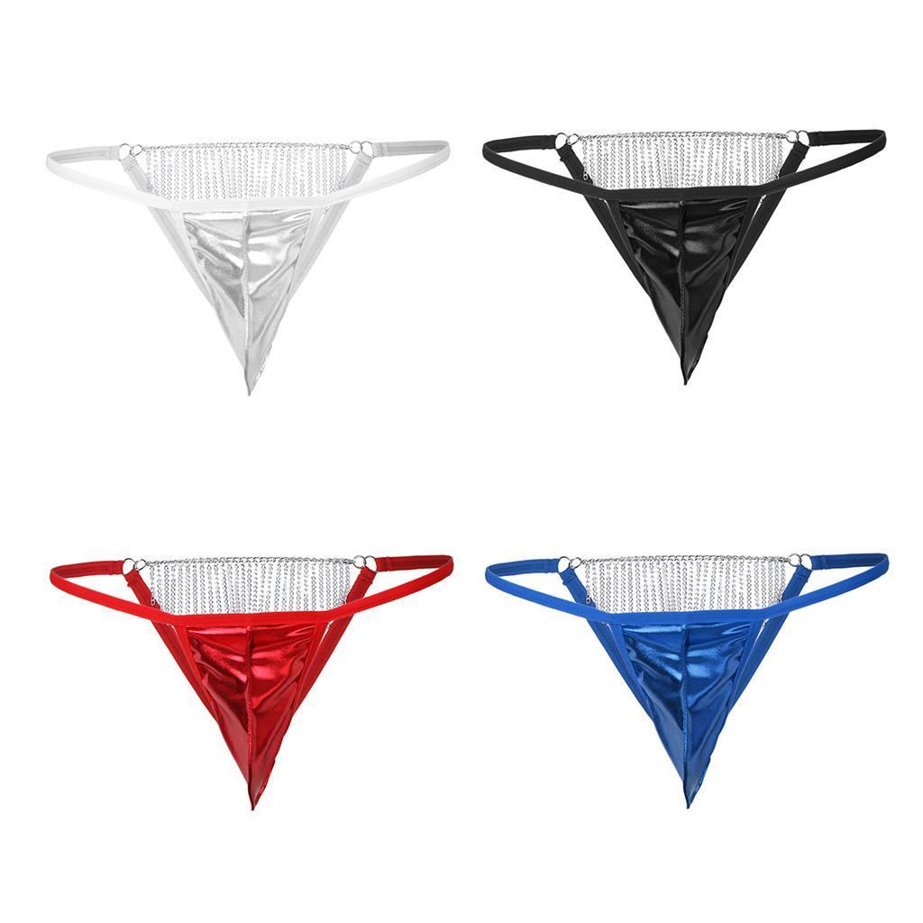 Men Back Tassel Chain T-Back Underwear Low-rise Bikini G-String Thong Briefs