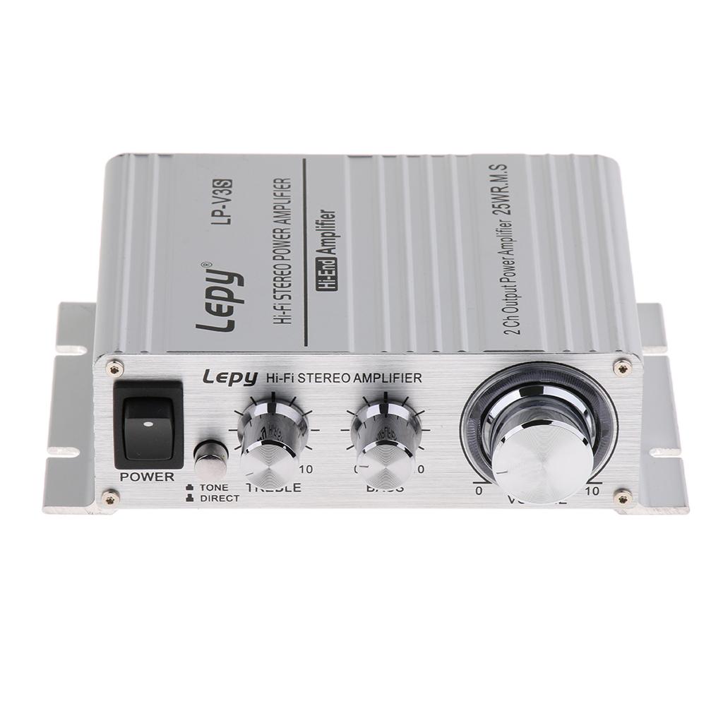 2*25W Stereo Power Car Amplifier BASS DC 12V 3.5mm Scoket for MP3