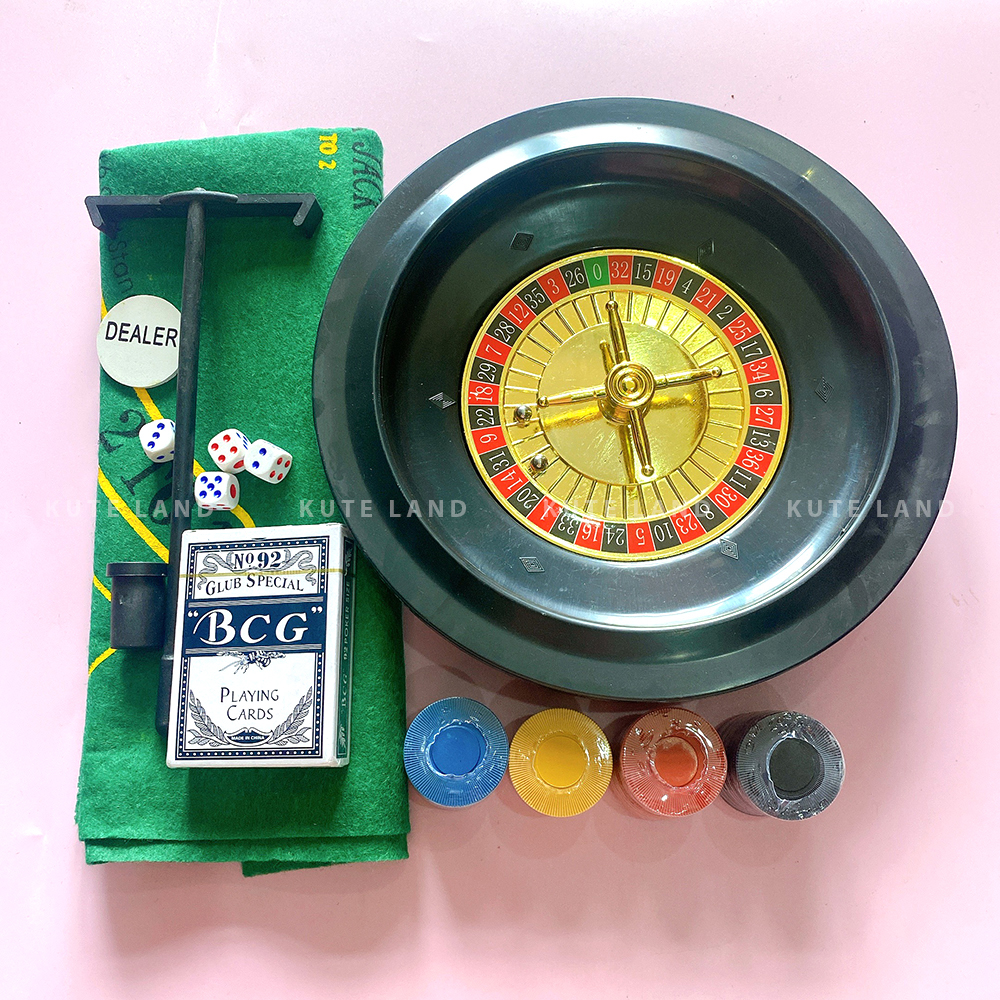 Bộ Phỉnh Set 5 Game Chip Poker Không Số Hộp Sắt Cao Cấp Kèm Thảm Texas Holdem Hold'em Blackjack Full Hộp PK