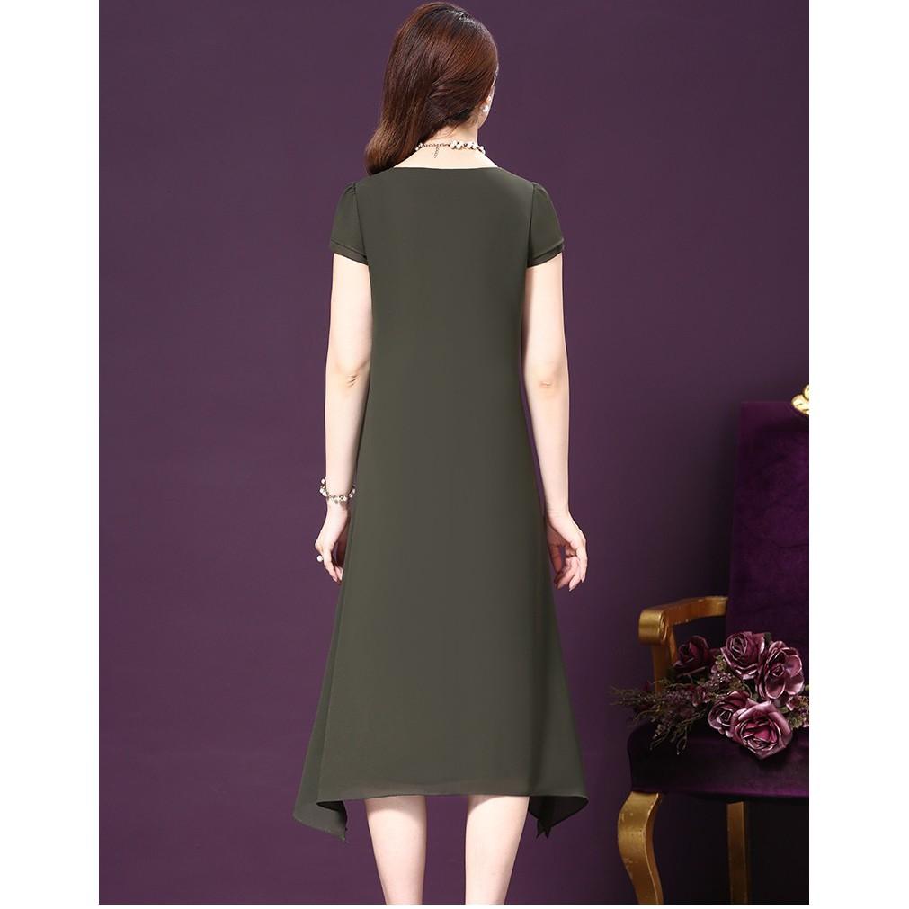 LB-19 ĐẦM SUÔNG TRUNG NIÊN TAY NGẮN PHỐI NÚT - HÀNG BIGSIZE