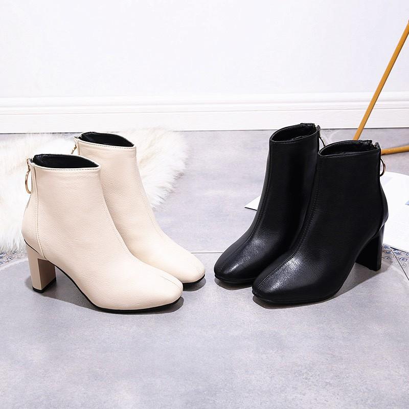 Bốt nữ cổ tròn gót vát 7 phân (mã 1761