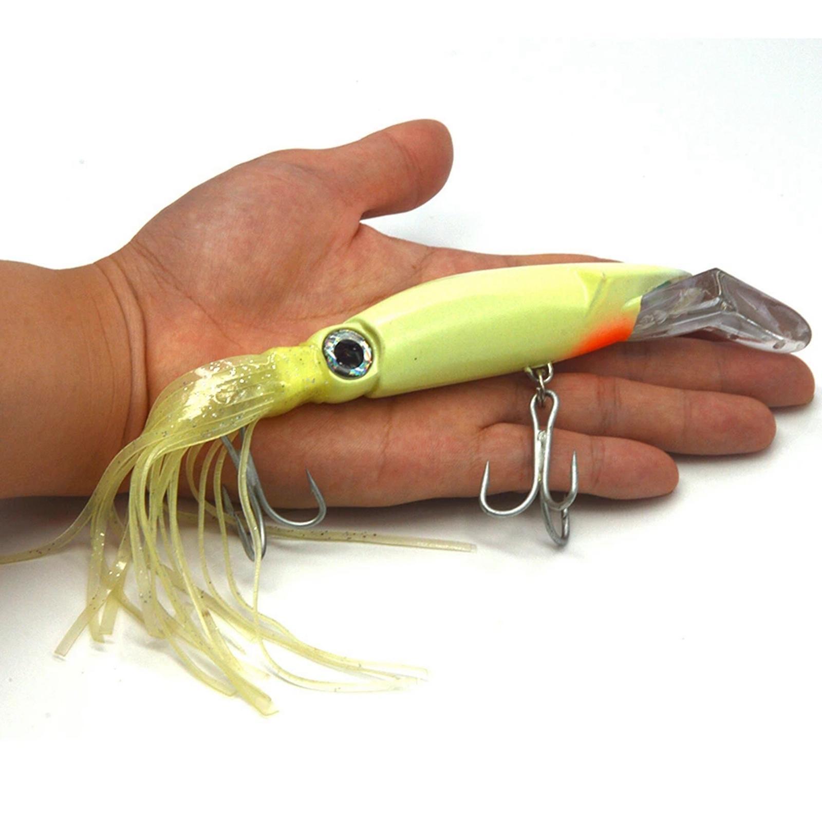 Lifelike Luminous Squid Skirt Bait Trolling 22cm Swimming Lure Octopus Fishing Lures Glow for Dolphin Marlin Trout Bass Saltwater Freshwater