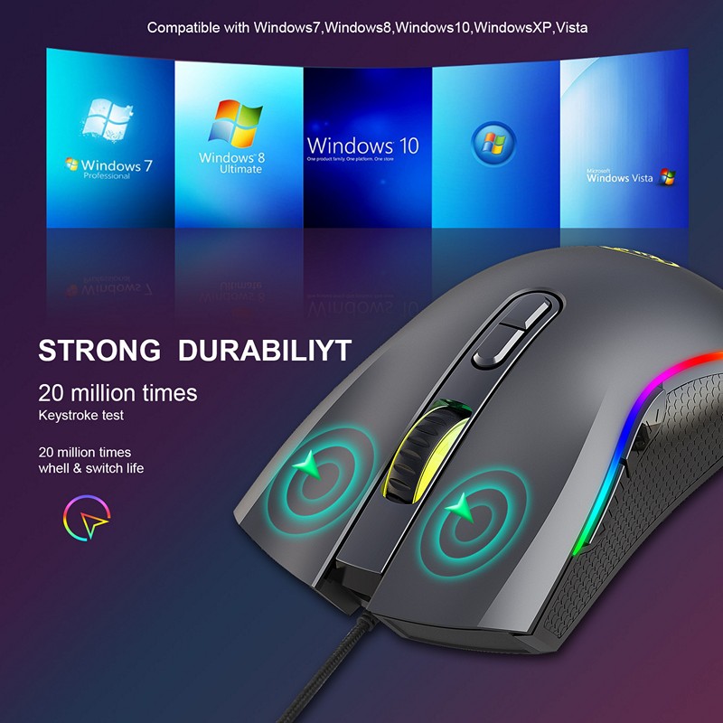 Chuột LED RGB 7200 DPI Gaming Mouse A869 cho máy tính