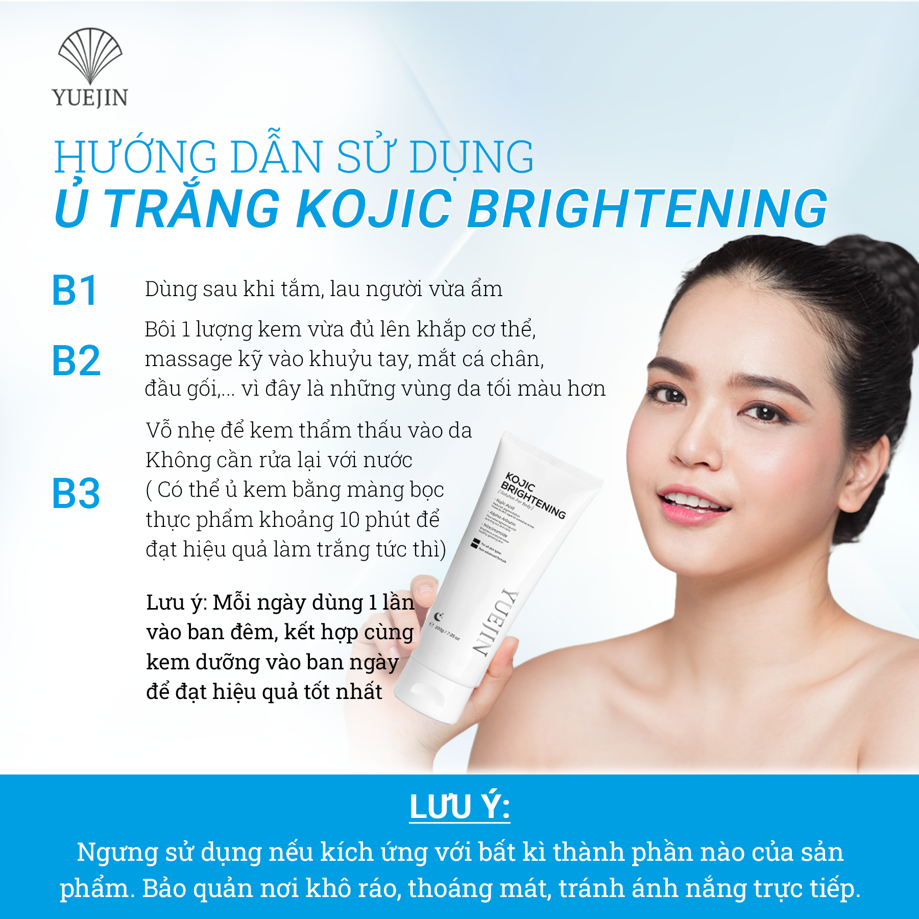 Kem Ủ Trắng Da Toàn Thân Yuejin Kojic Brightening (Dạng tuýp 200g)