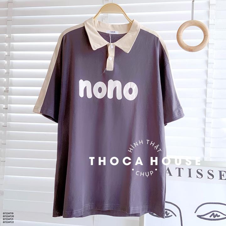 Áo thun polo unisex cotton tay ngắn in chữ nono nhiều màu THOCA HOUSE thời trang, dễ phối đồ