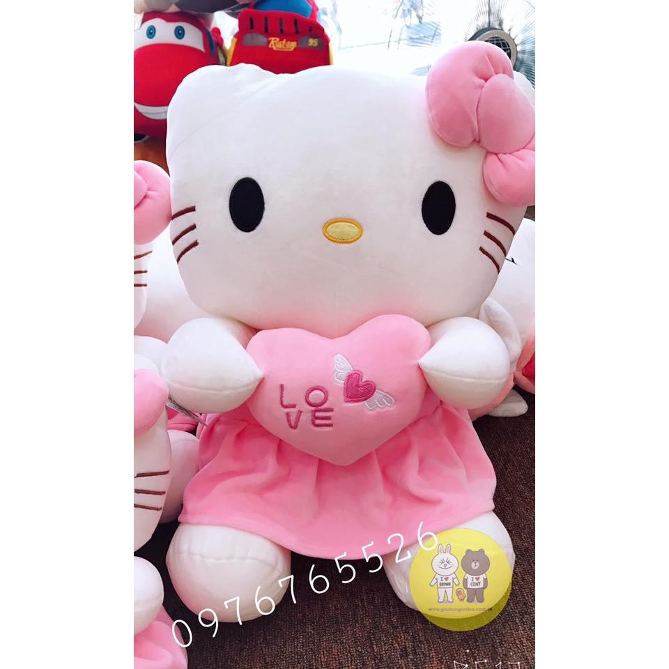 Gấu bông mèo Hello Kitty váy hồng kích thước 30-40-55cm