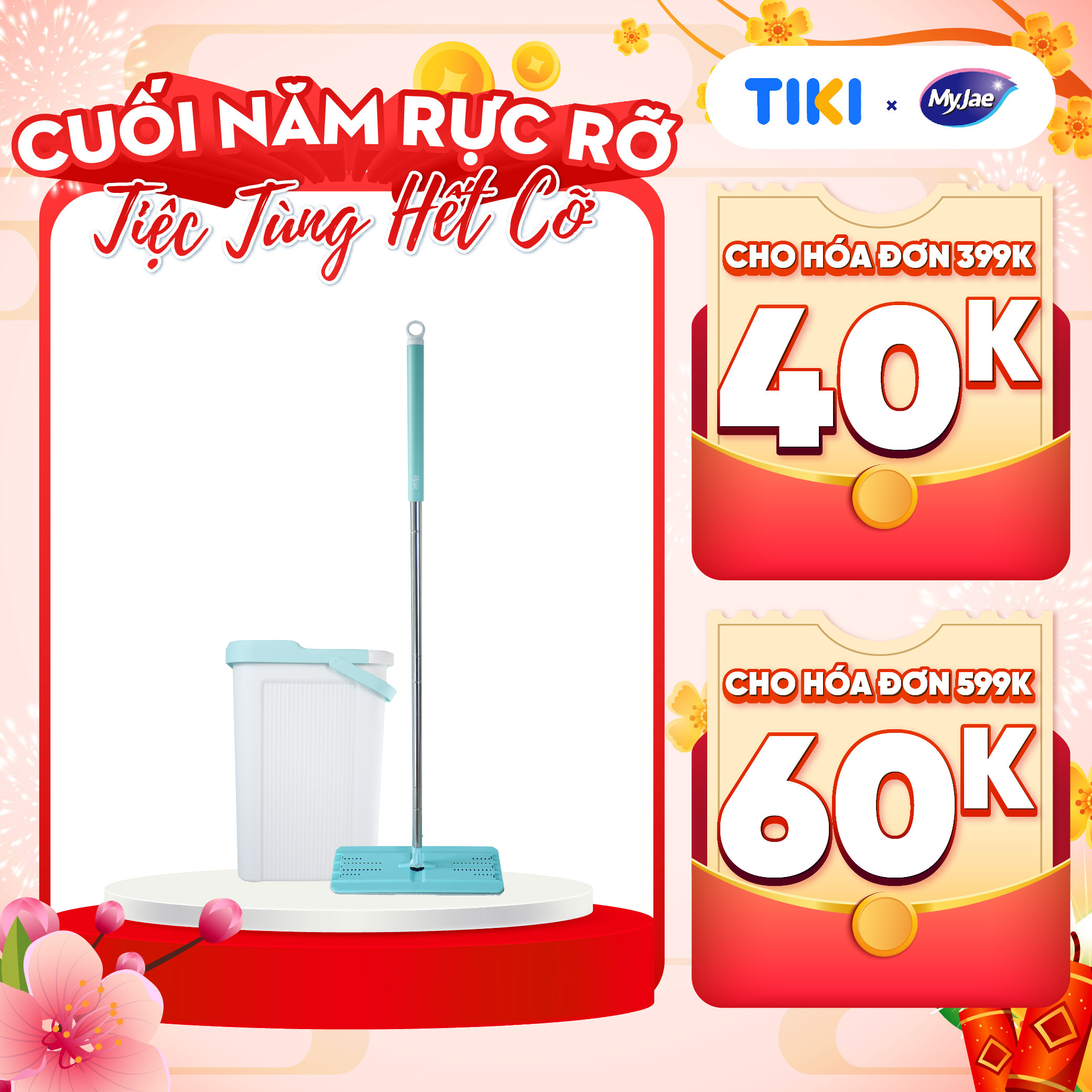 Bộ lau nhà MyJae thông minh Maxi 380 sợi Fiber lau sạch nhanh khô 125cm