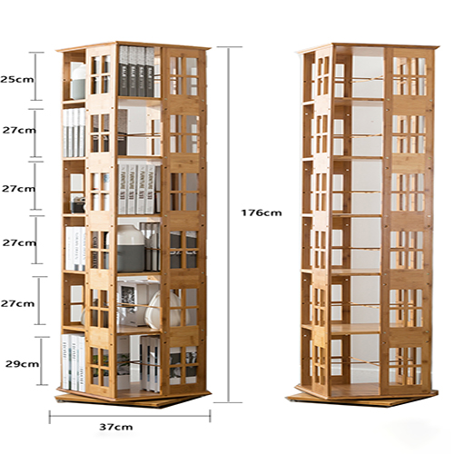 KỆ SÁCH XOAY 360 ĐỘ BẰNG GỖ MẪU CHỮ ĐIỀN 6 TẦNG TRANG TRÍ PHÒNG KHÁCH PHÒNG LÀM VIỆC (37 x  37 x 175)