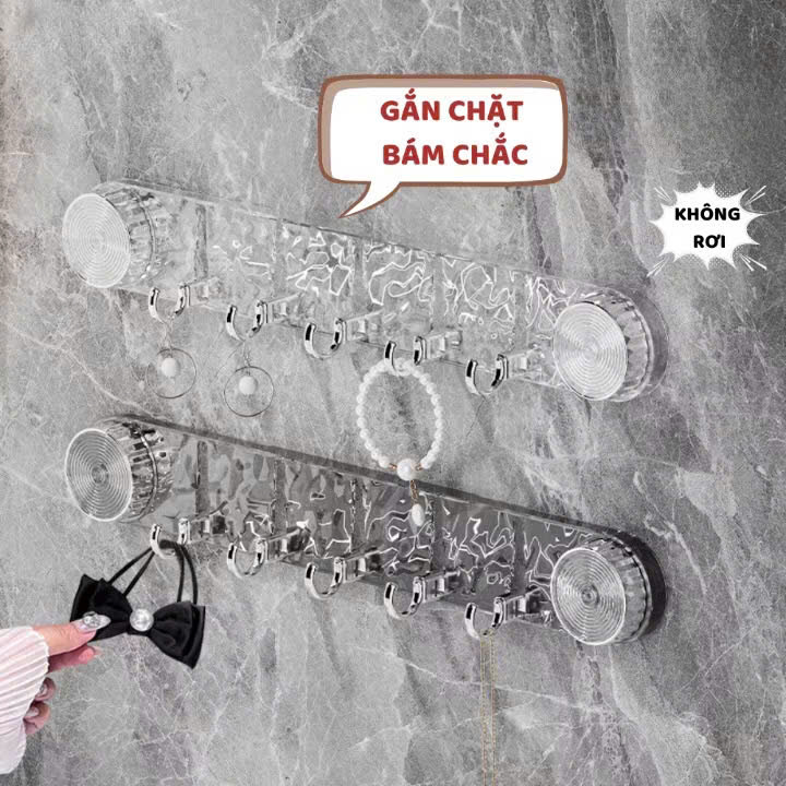 Thanh móc treo đồ hút chân không nhà tắm đa năng, móc treo tường chịu lực tốt không cần khoan