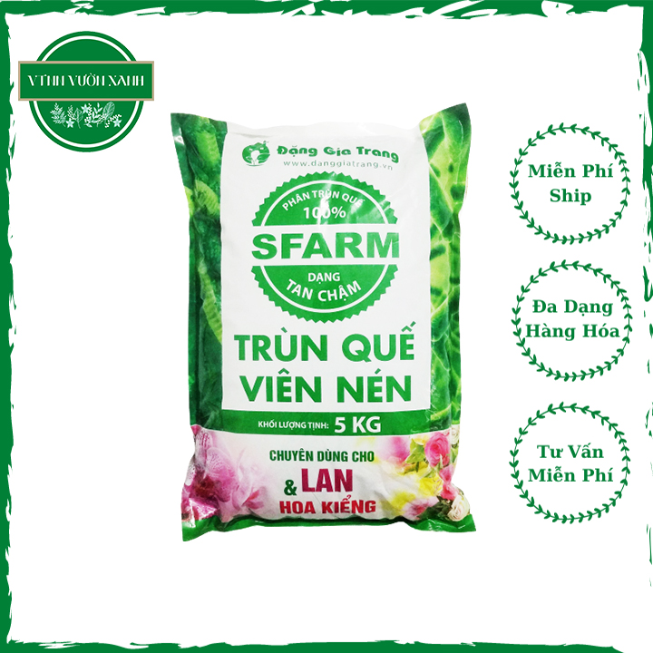 Phân trùn quế viên nén Sfarm cải tạo đất trồng hiệu quả, kích thích cây nảy chồi, tạo rễ, ra hoa - túi 5kg