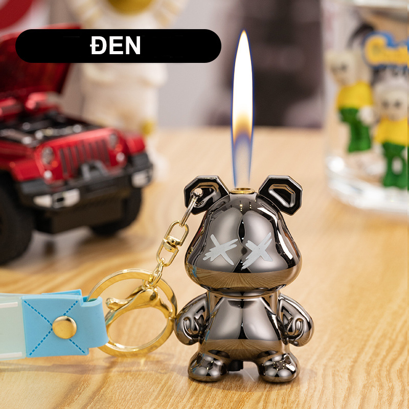 Bật lửa hột quẹt móc khóa hình gấu BEARBRICK chữ X dễ thương - xài gas