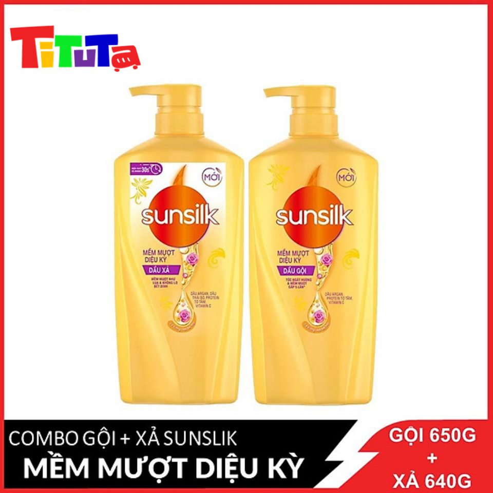 Combo Gội Xả Sunsilk Mềm Mượt diệu kỳ (Vàng) 650g / 640g