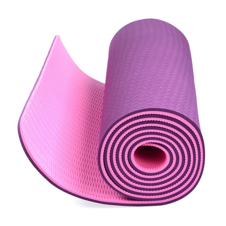 Thảm tập yoga 2 lớp hoa văn loại xịn 6mm- màu ngẫu nhiên