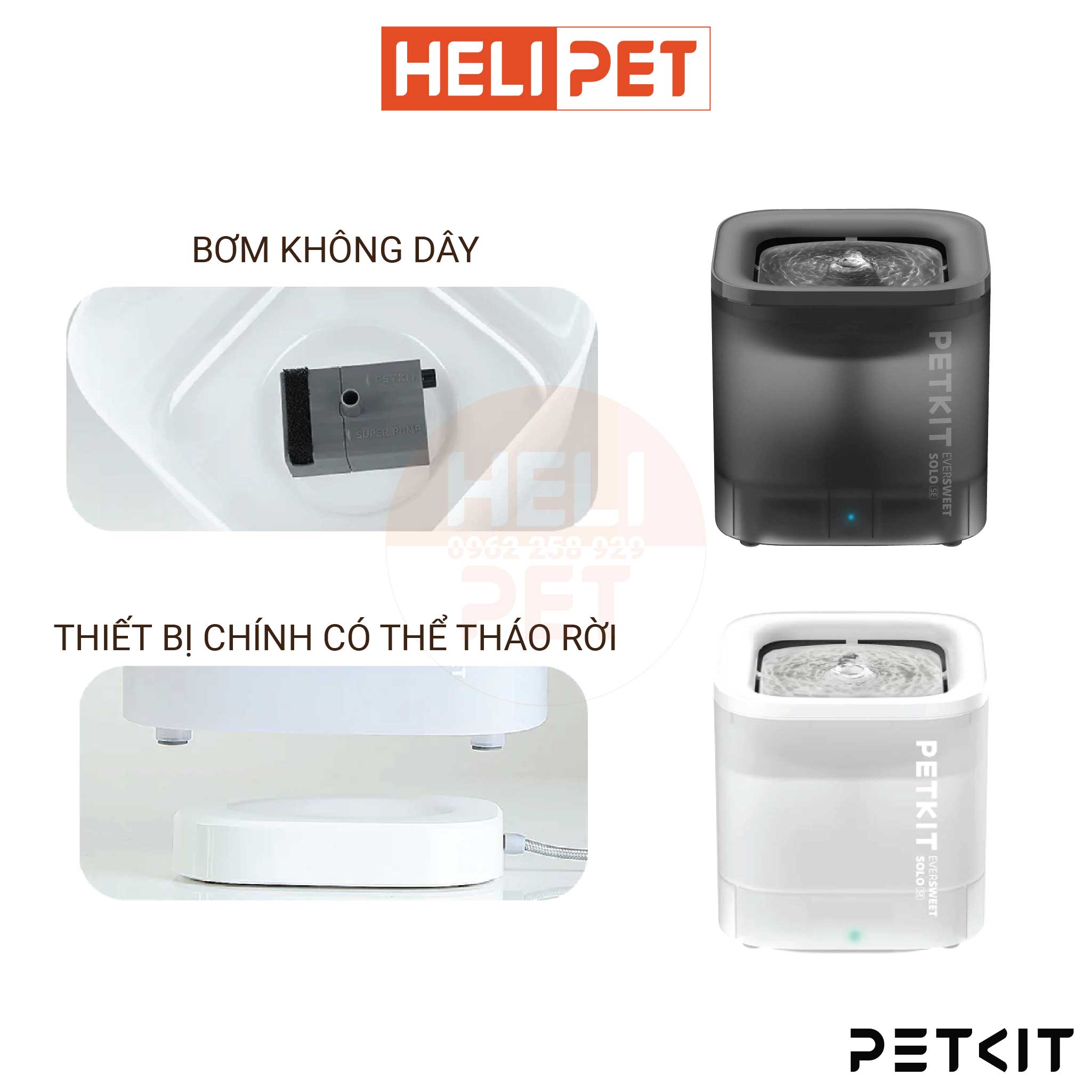 Máy Lọc Nước Cho Mèo Thông Minh, Bơm Không Dây Petkit EVERSWEET SOLO SE - HeLiPet