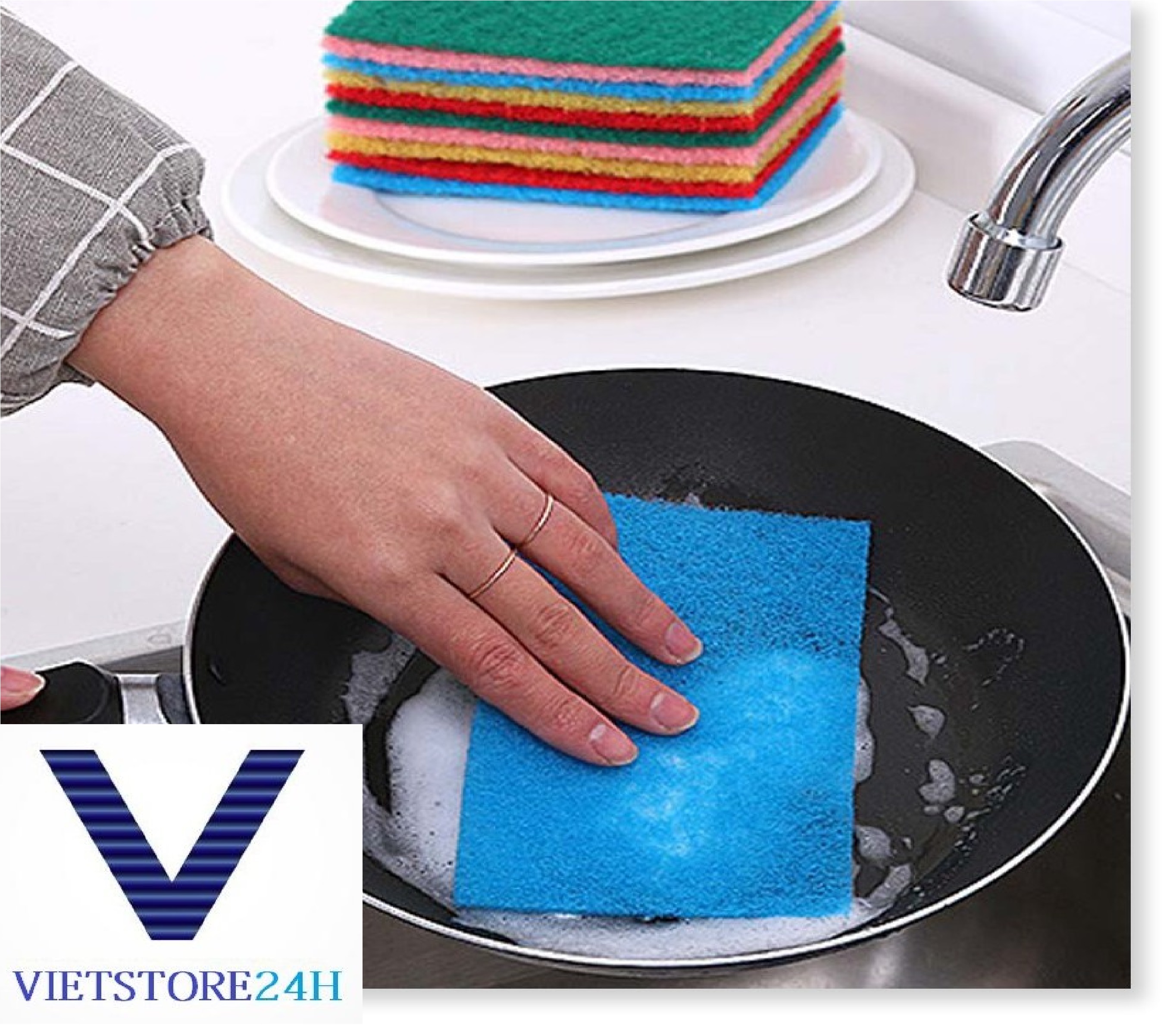 Set 10 miếng rửa chén bọt biển nhiều màu VT