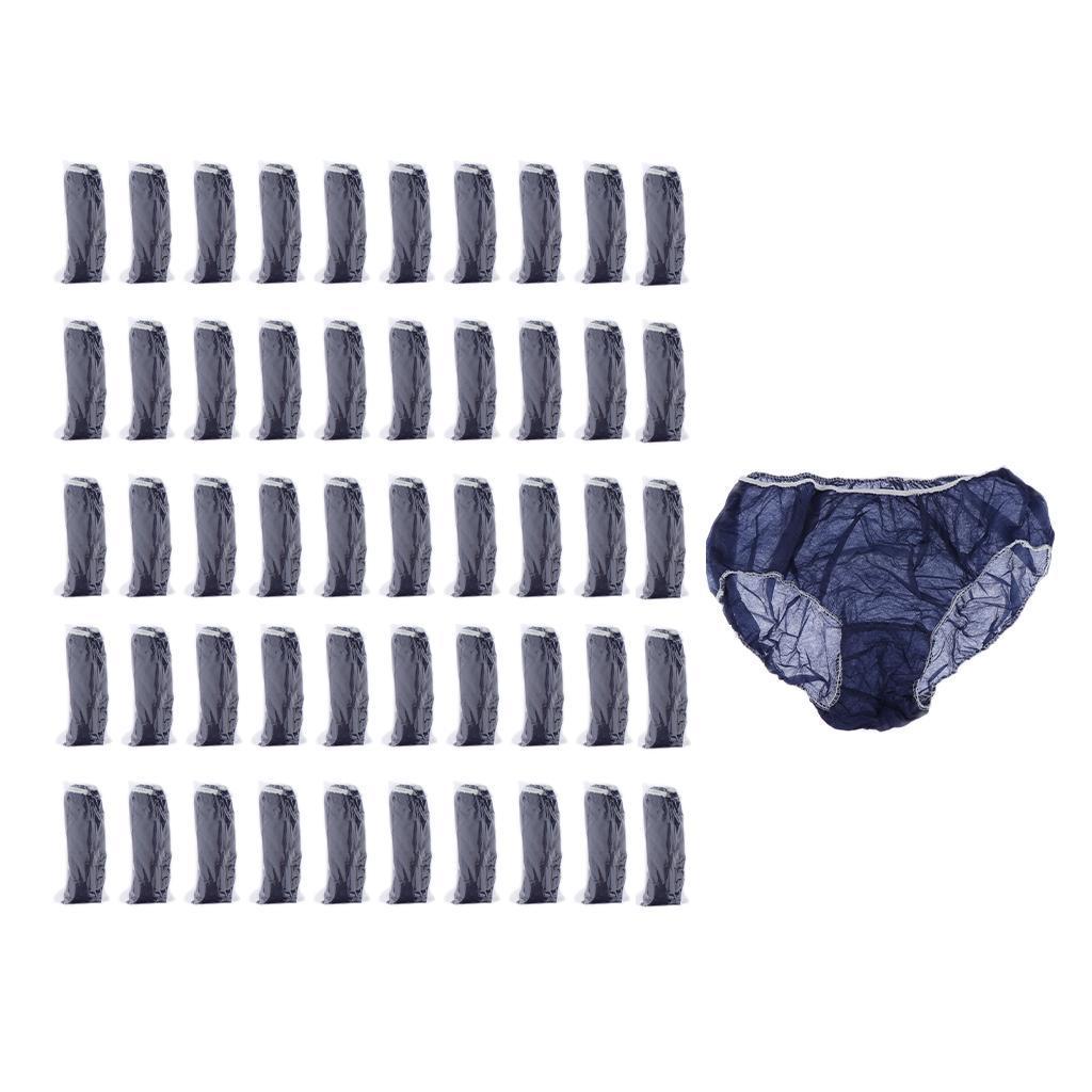 3x 50 Pieces Non-woven Disposable Panties Underwear for Travel - Extra Soft And Breathable, Plus Size – White/Navy