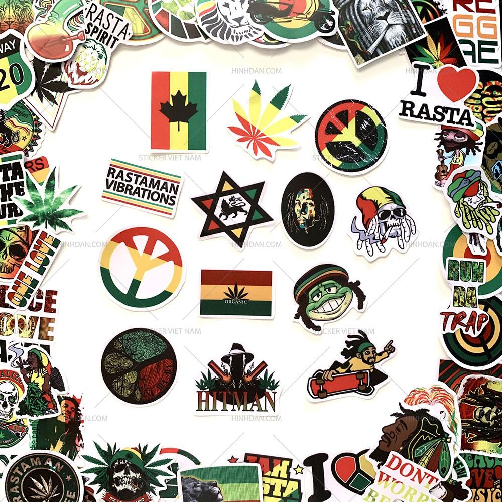Sticker Rasta Xanh Đỏ Vàng - Dán Trang Trí - Chất Liệu PVC Cán Màng Chất Lượng Cao Chống Nước, Chống Nắng, Không Bong Tróc Phai Màu