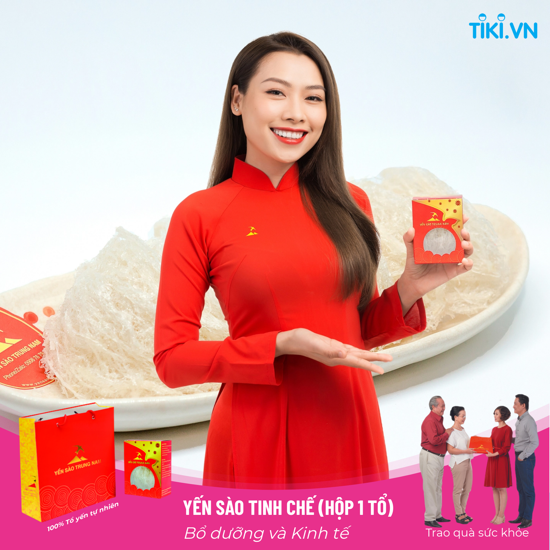 Tổ Yến Sào Tinh Chế (8g/Hộp) (Tổ Yến làm sạch/Tổ Yến Sạch chế biến từ Tổ Yến Thô /Tổ Yến còn lông) Yến Sào Trung Nam