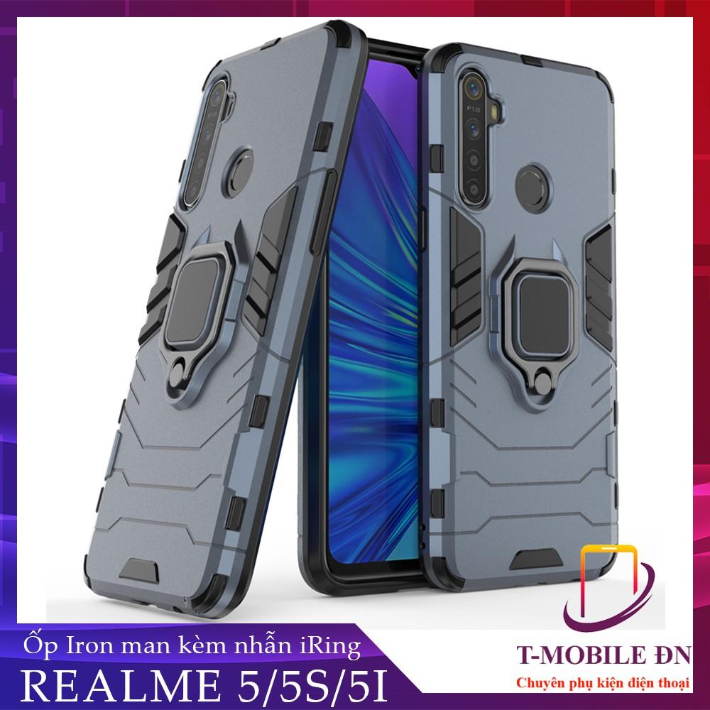 Ốp lưng cho Realme 5 5i 5s iron man chống sốc kèm nhẫn xoay chống xem video bảo vệ camera