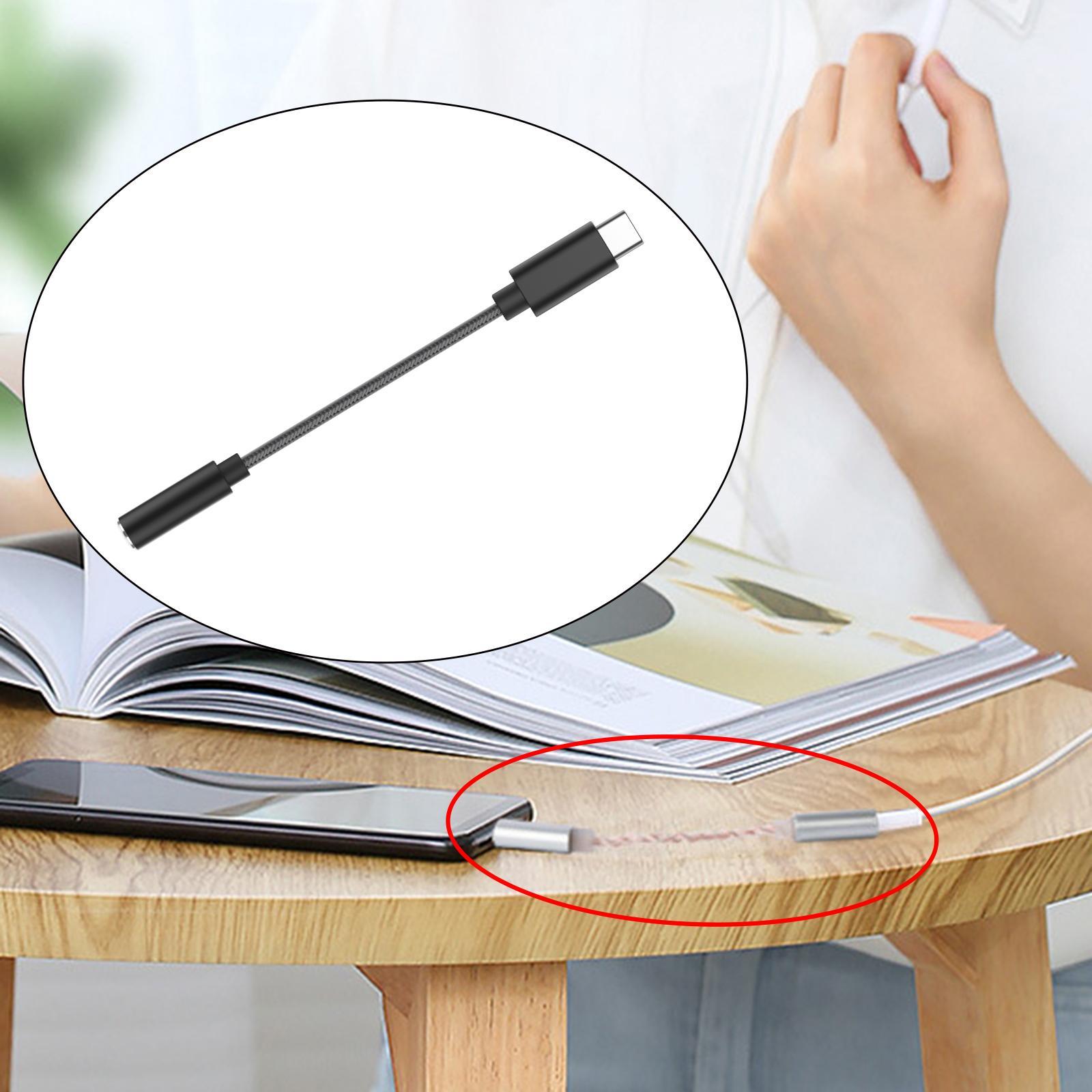 Type C to 3.5mm Audio Adapter Headphone Jack Connector for Cellphones - Black,