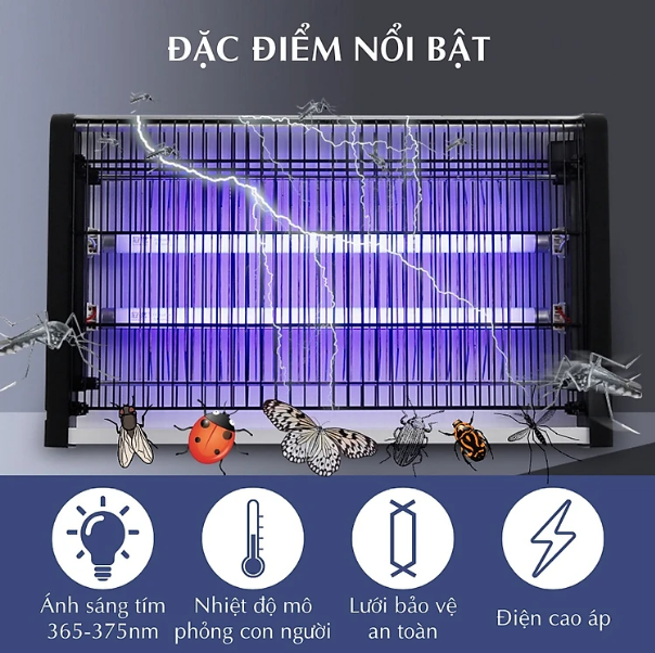 Cao cấp- Đèn Bắt Muỗi, Diệt Côn Trùng Công Nghiệp 46cm