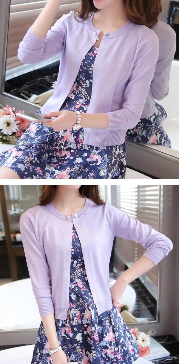 Áo len Cardigan cổ đính cúc ngọc chai kiểu dáng Hàn Quốc AO36