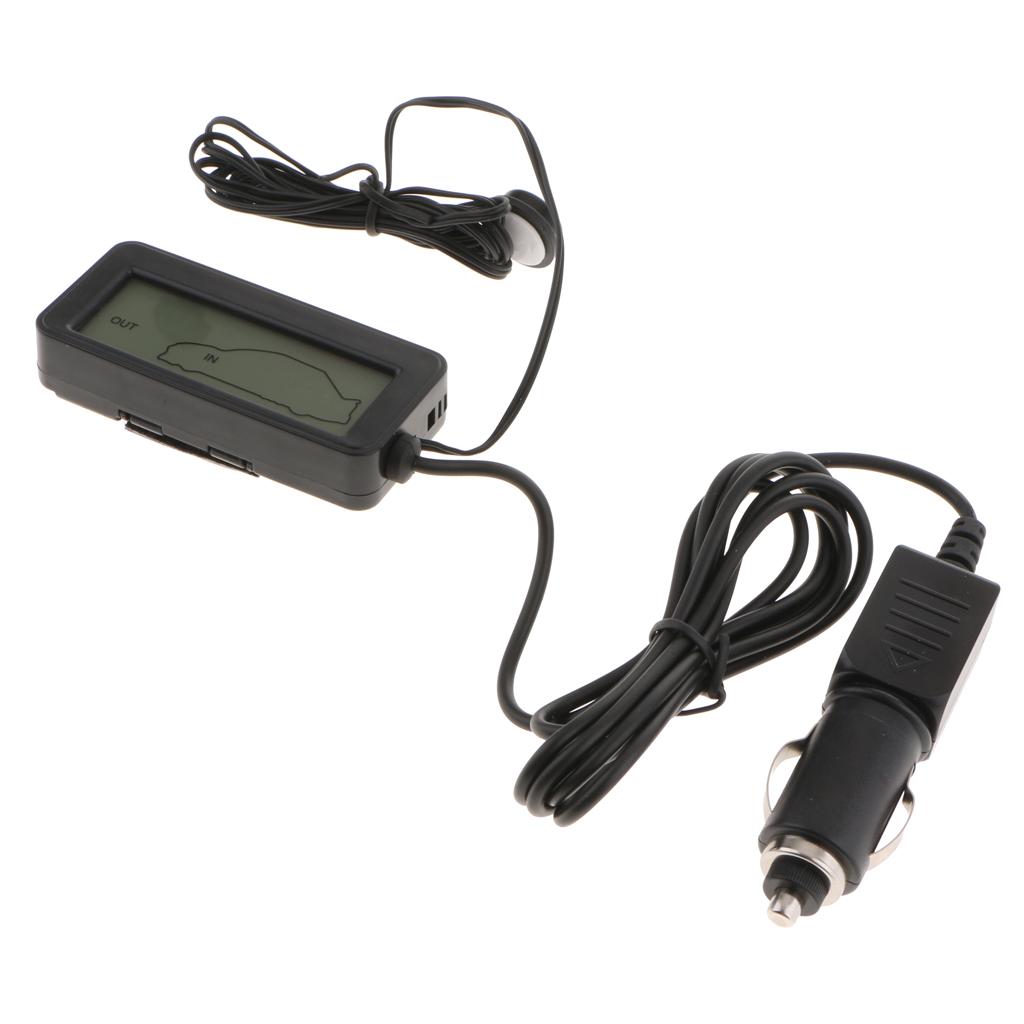 2x Car Digital Thermometer Backlight LCD Car Inside/Outside Temp Red+Blue