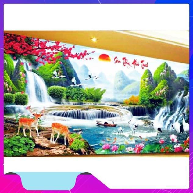 Tranh thêu sơn thuỷ hữu tình 1m5