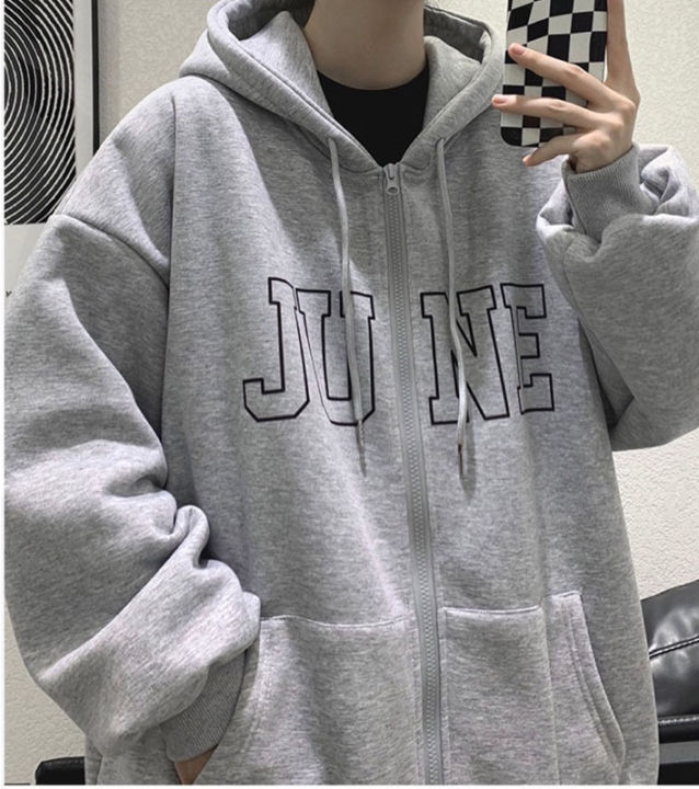 Áo Khoác Jacket Hoodie Zip Nỉ Thu Đông Nam Nữ JUNE Unisex Form Rộng