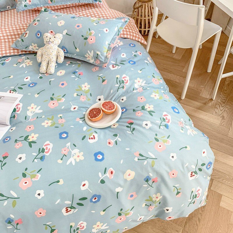 Bộ Chăn Ga Gối 4 Món Vải Cotton Mềm Mại Cao Cấp Họa Tiết Hoa Lá CHIPBED004