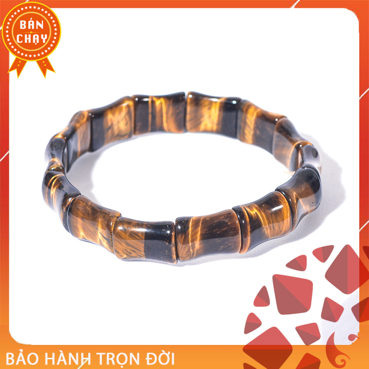Vòng tay đá mắt hổ vàng dạng bản chuẩn cao cấp hợp mệnh Thổ, Kim | VietGemstones