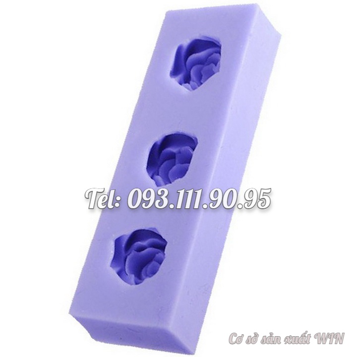 Khuôn silicon làm rau câu 3 hoa hồng – Mã số 1711