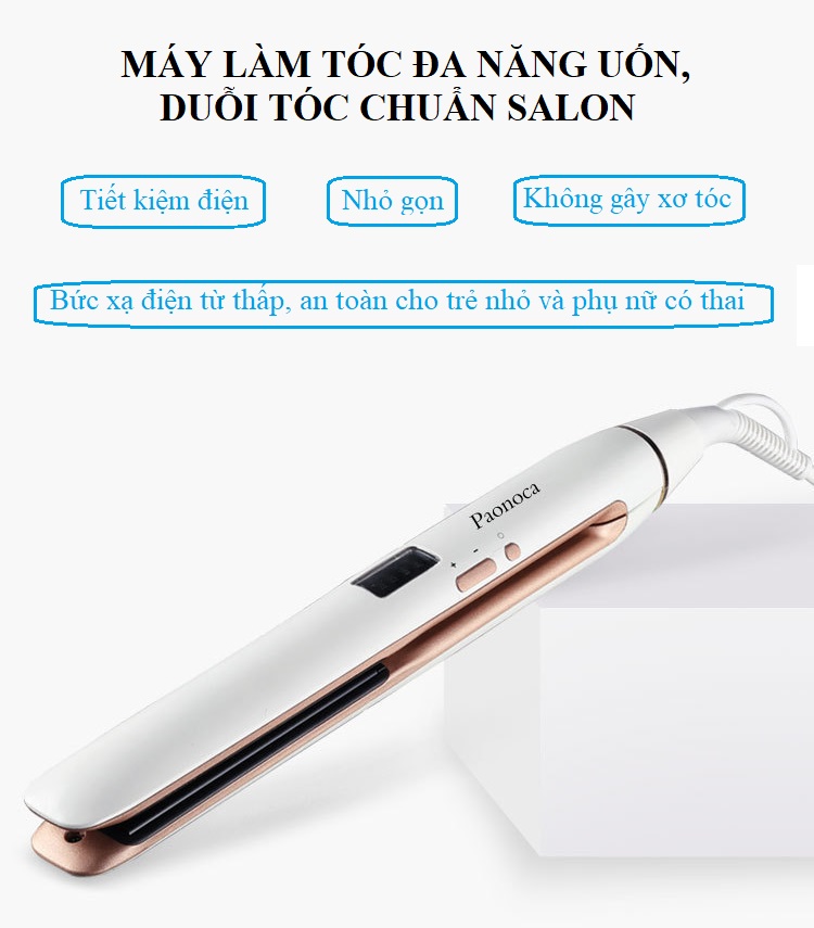 Máy Tạo Kiểu Tóc Ép, Uốn Tóc Paonoca Có Chỉnh Nhiệt Hàn Quốc PA01