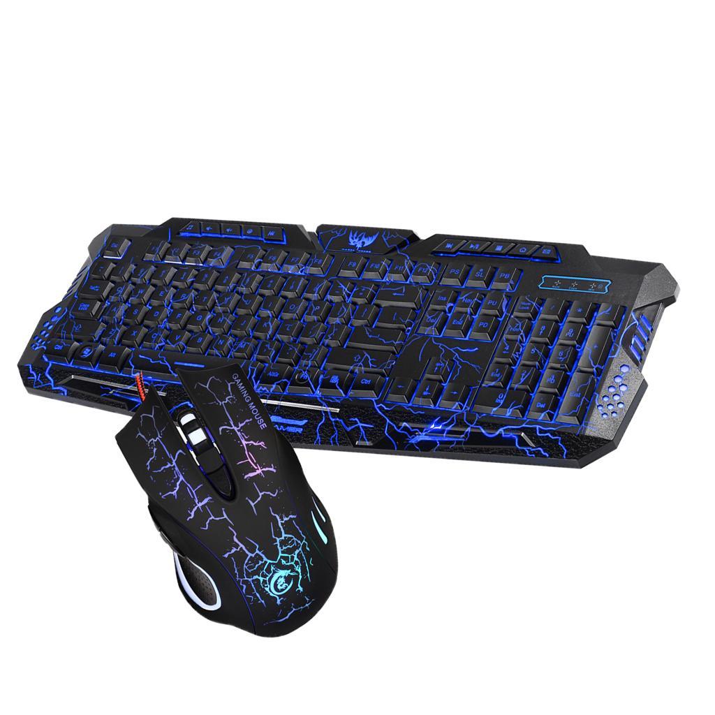J10 English Character Backlight Cracked Gaming Mouse Keyboard Combo Set