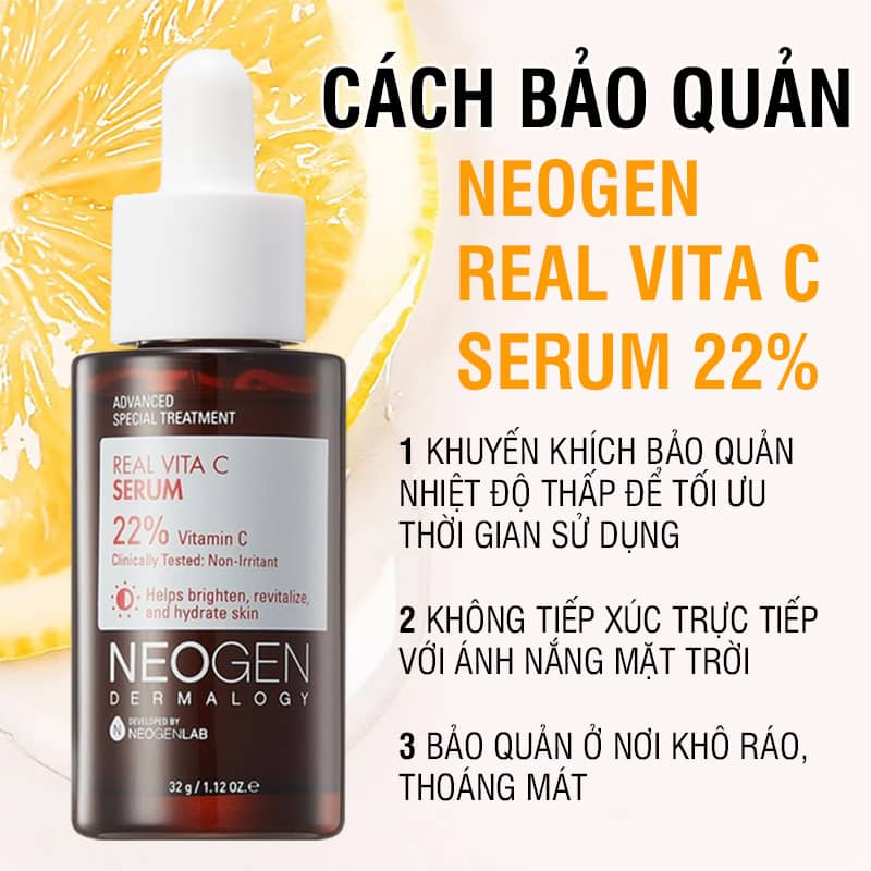 Bộ Sản Phẩm Serum & Kem Dưỡng Vitamin C 22% Mờ Thâm Dưỡng Trắng Da Neogen Dermalogy Real Vita C