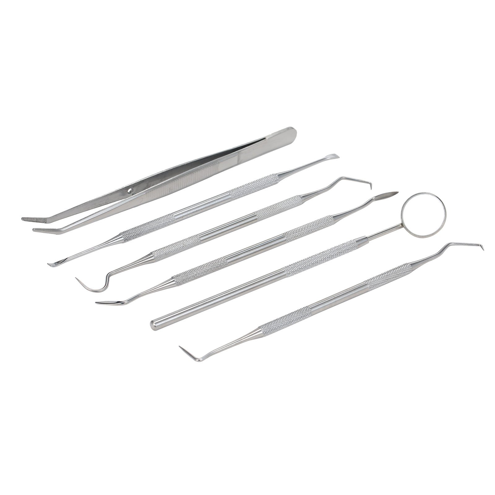 6Pcs Stainless Steel Dental Tool Set Dentist Tooth Clean Hygiene Picks Mirror Kit Oral Health Tooth Cleaning Inspection