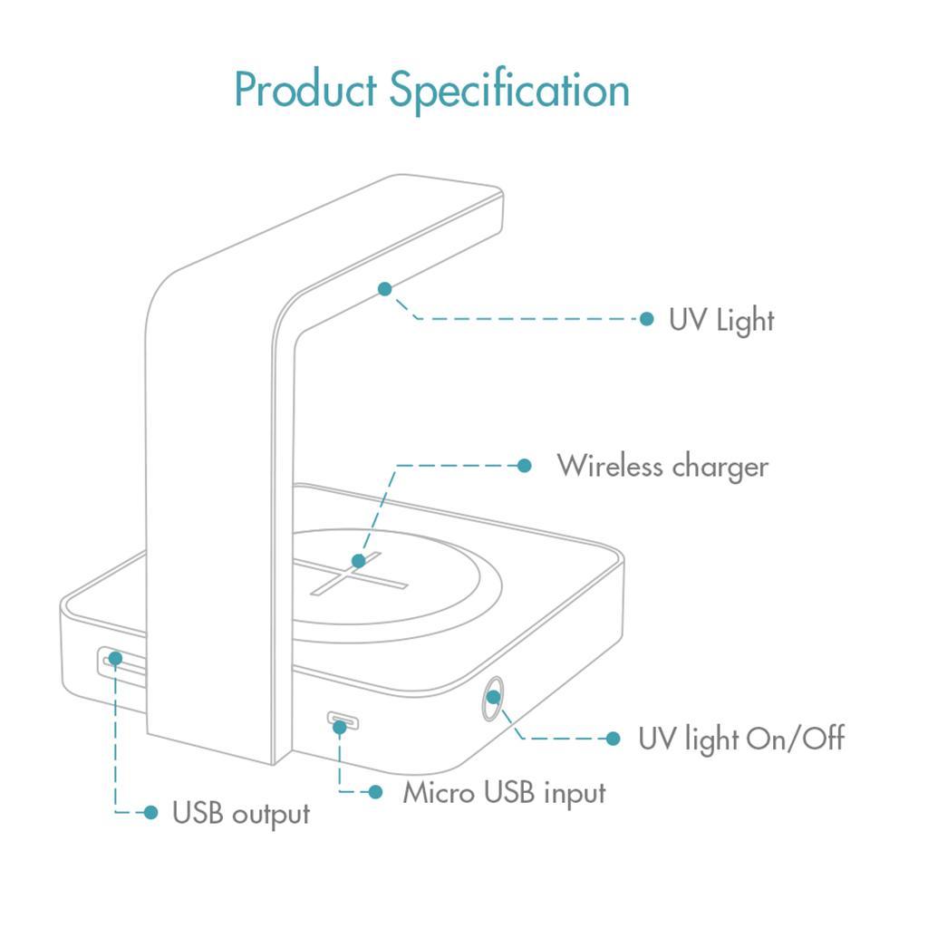 2 In 1 QI Wireless Fast Charger 10W Mobile Phone Sterilization UV Germicidal