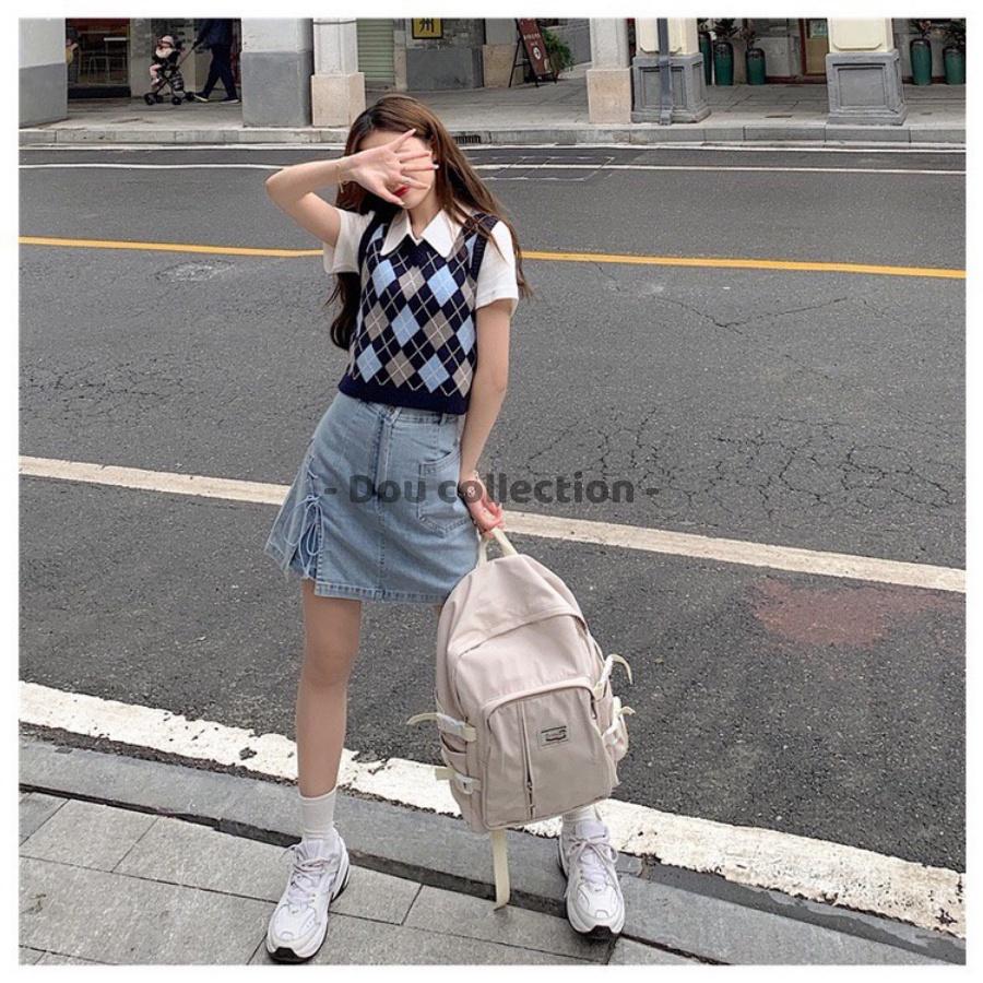 Áo Gile Họa Tiết Caro Vintage Áo Len Không Tay Cổ V Cá Tính Thời Trang Thu Đông - Mã TA002