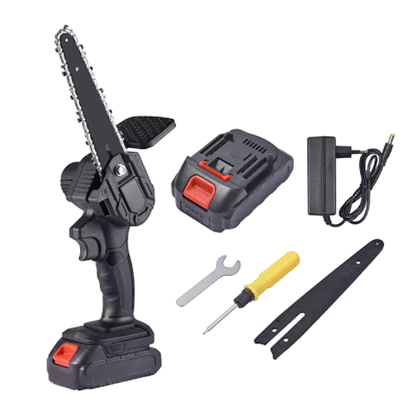 21V Electric Cordless 6inch Chainsaw Wood Cutter Mini Woodworking EU Plug