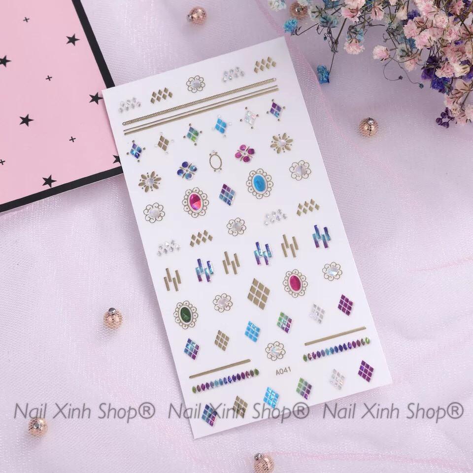 Nail sticker 3D, nail sticker hoa văn, charm, giả đá khối, ánh xà cừ, nail art, phụ kiện nail chuyên dụng