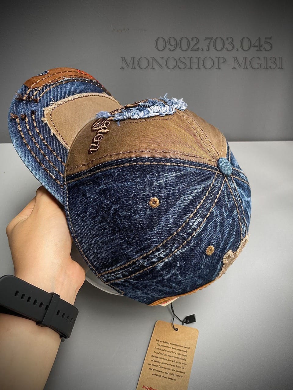 Nón kết, mũ kết Địa U tưa phối vải jeans xịn chuẩn thời trang (Ảnh thật)
