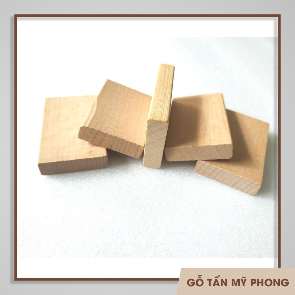 Bộ 10 khối gỗ (miếng gỗ) dẹp chữ nhật 50x30x9mm làm đồ chơi xếp hình, lắp ráp, trang trí, thủ công, điêu khắc